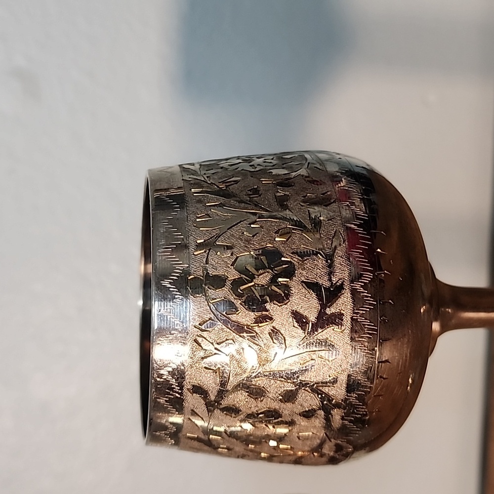 World Gift ZY Long Stem Goblet Silverplate India set of 2 - Picture 4 of 9